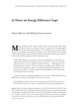 Is There an Energy Efficiency Gap?