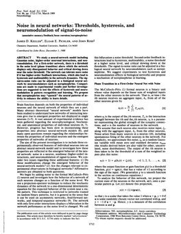 Neuromodulation of Signal-To-Noise (Associative Memory/Feedback/Locus Coeruleus/Norepinephrine) JAMES D