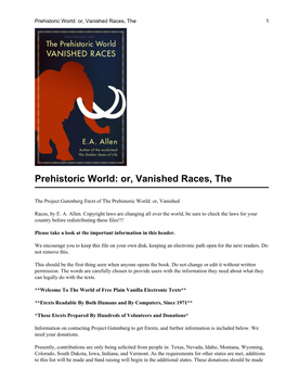 Prehistoric World: Or, Vanished Races, the 1