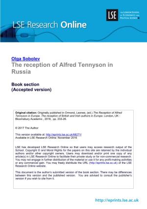 The Reception of Alfred Tennyson in Russia