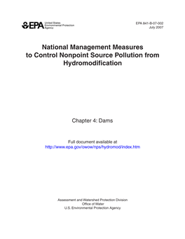 National Management Measures to Control Nonpoint Source Pollution from Hydromodification
