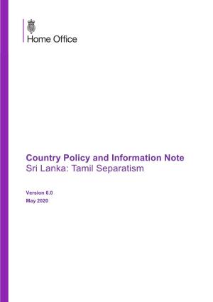 Sri Lanka Tamil Separatism CPIN V6.0
