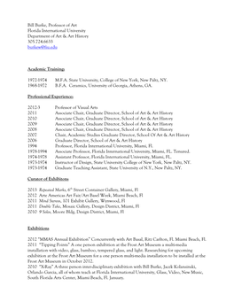 Bill Burke, Professor of Art Florida International University Department of Art & Art History 305.724.6633 Burkew@Fiu.Edu