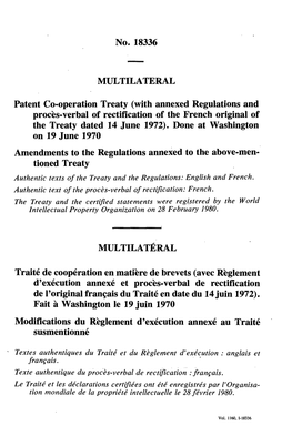 No. 18336 MULTILATERAL Patent Co-Operation Treaty