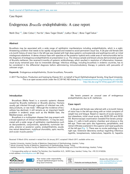 Endogenous Brucella Endophthalmitis: a Case Report