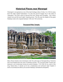 Historical Places Near Warangal