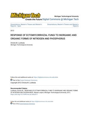 Response of Ectomycorrhizal Fungi to Inorganic and Organic Forms of Nitrogen and Phosphorus