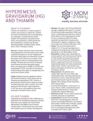 Hyperemesis Gravidarum (Hg) and Thiamin