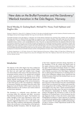 New Data on the Bruflat Formation and the Llandovery/Wenlock Transition in the Oslo Region 101