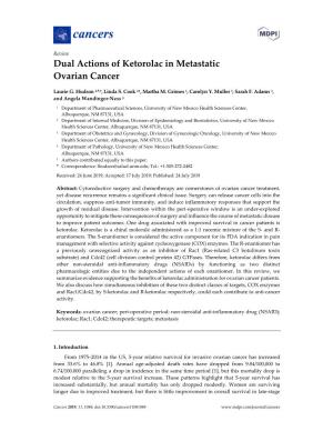 Dual Actions of Ketorolac in Metastatic Ovarian Cancer