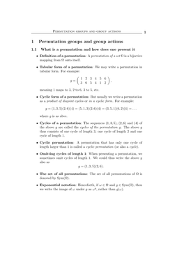 1 Permutation Groups and Group Actions