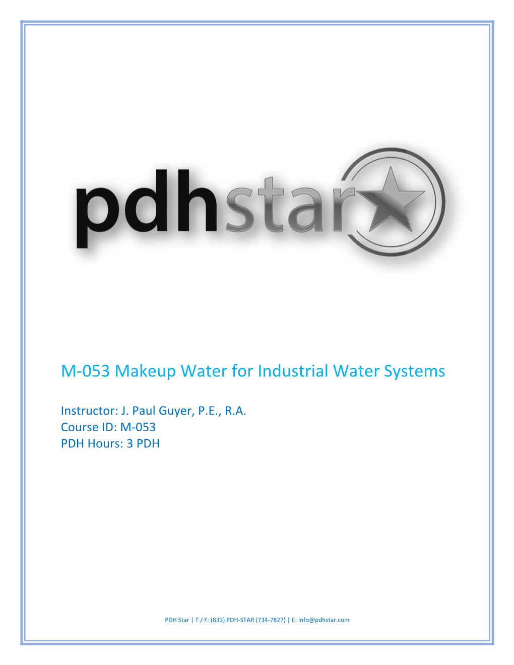 M-053 Makeup Water for Industrial Water Systems