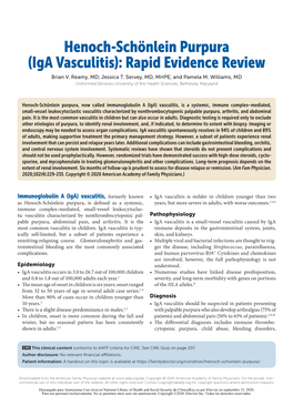 Henoch-Schönlein Purpura (Iga Vasculitis): Rapid Evidence Review