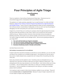 Four Principles of Agile Triage Doug Rosenberg ICONIX