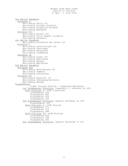 German Fleet, Battle of Jutland, 31