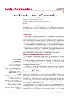 Contribution to Hemiazygos Vein Anomalies