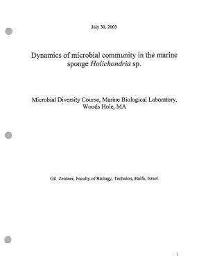 Dynamics of Microbial Community in the Marine Sponge Holichondria Sp