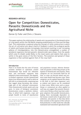 Open for Competition: Domesticates, Parasitic Domesticoids and the Agricultural Niche