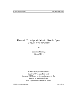 Harmonic Techniques in Maurice Ravel's Opera L'enfant Et Les