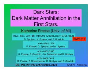 Dark Stars: Dark Matter Annihilation in the First Stars