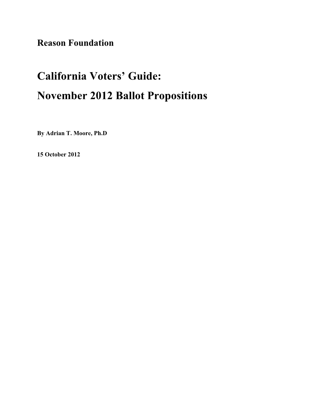 California Voters Guide 2012