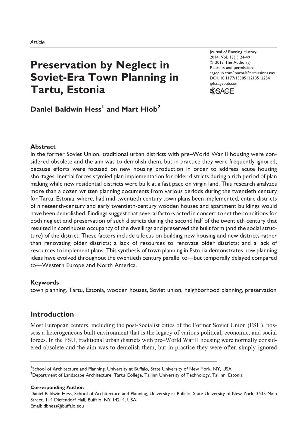 Preservation by Neglect in Soviet-Era Town Planning in Tartu, Estonia