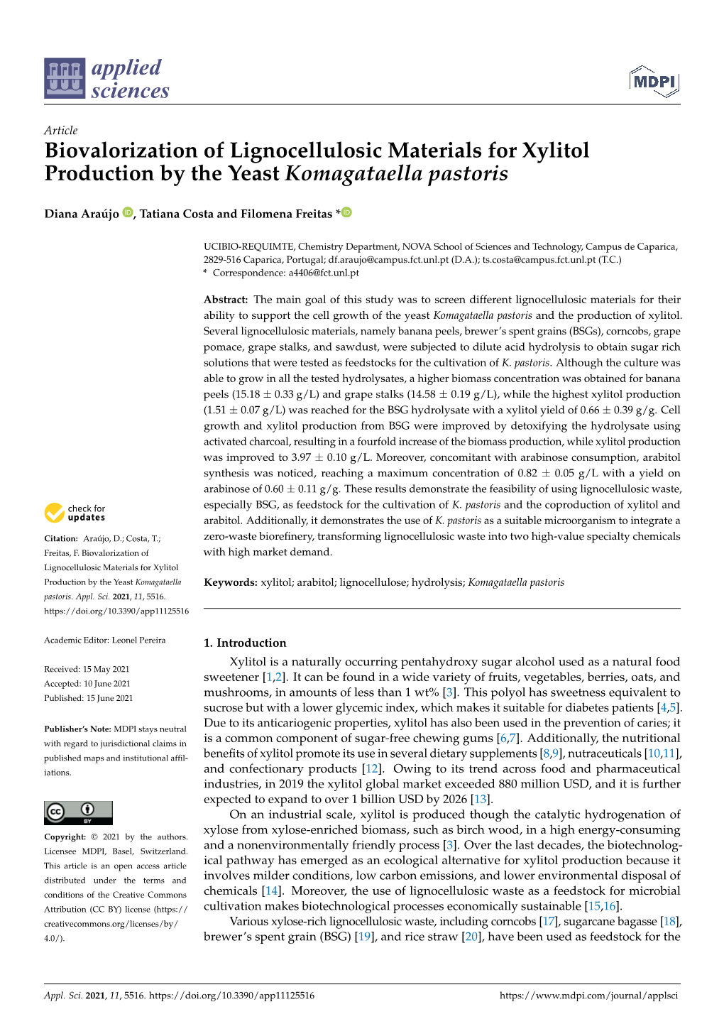 Biovalorization of Lignocellulosic Materials for Xylitol Production by the Yeast Komagataella Pastoris