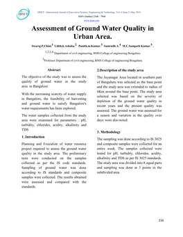 Assessment of Ground Water Quality in Urban Area