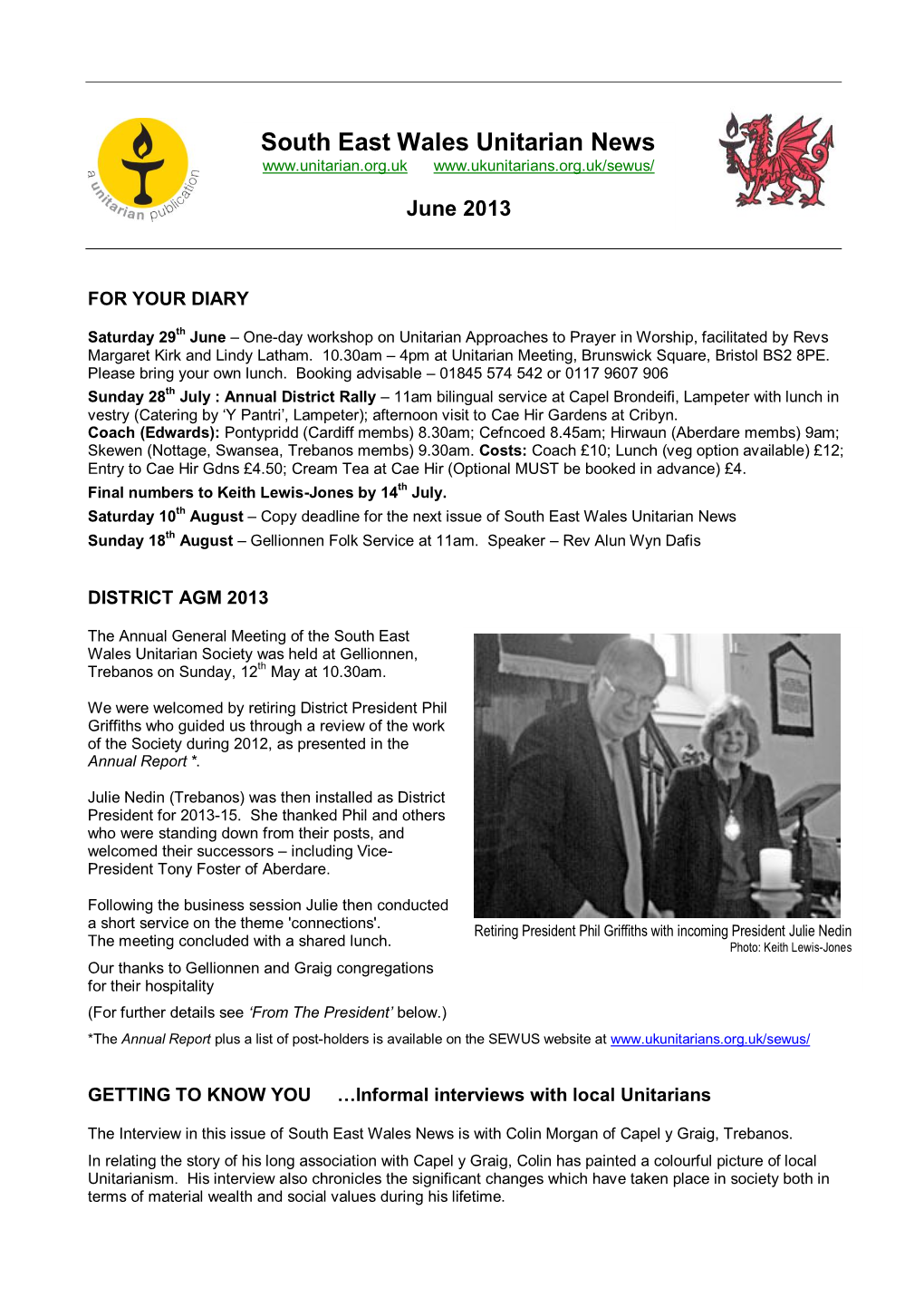 South East Wales Unitarian News