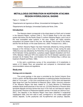 Metal(Loid)S Distribution in Northern Atacama Region