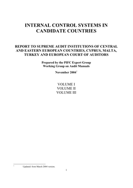 Internal Control Systems in Candidate Countries