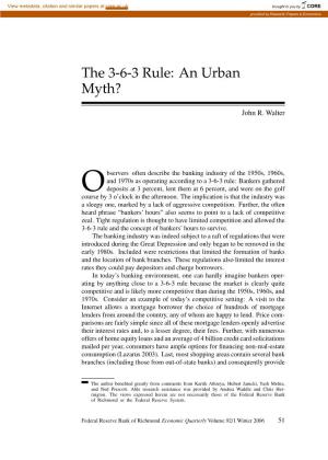The 3-6-3 Rule: an Urban Myth?