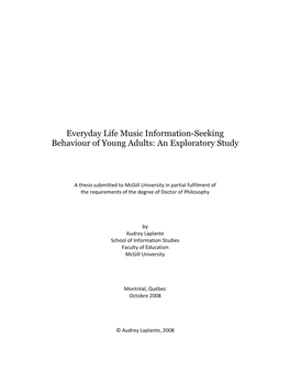 Everyday Life Music Information-Seeking Behaviour of Young Adults: an Exploratory Study