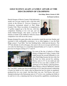 Golf Is Once Again a Family Affair at the 2020 Champion of Champions