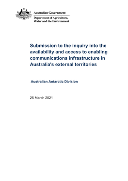 Submission to the Inquiry Into the Availability and Access to Enabling Communications Infrastructure in Australia's External Territories