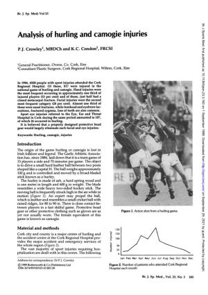 Analysis of Hurling and Camogie Injuries