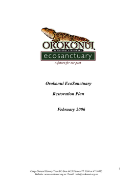Orokonui Restoration Plan 2006