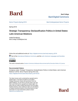 Declassification Politics in United States- Latin American Relations