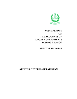 Audit Report on the Accounts of Local Governments District Hangu
