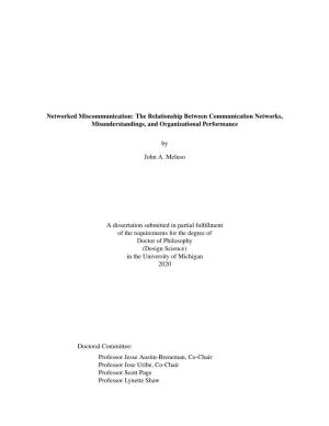 Networked Miscommunication: the Relationship Between Communication Networks, Misunderstandings, and Organizational Performance