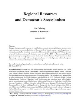 Regional Resources and Democratic Secessionism