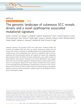 The Genomic Landscape of Cutaneous SCC Reveals Drivers and a Novel Azathioprine Associated Mutational Signature