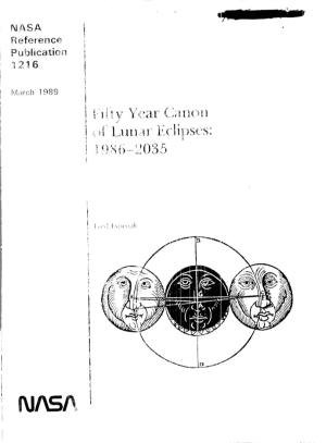 Fifty Year Canon of Lunar Eclipses: 1986-2035