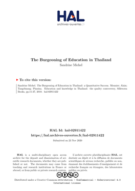 The Burgeoning of Education in Thailand Sandrine Michel