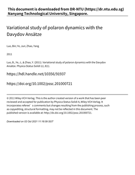 Variational Study of Polaron Dynamics with the Davydov Ansätze