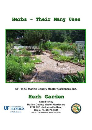 Herbs in the Garden - Purpose of Booklet and Garden Plan