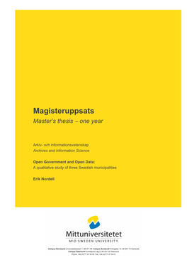 Magisteruppsats Master’S Thesis − One Year