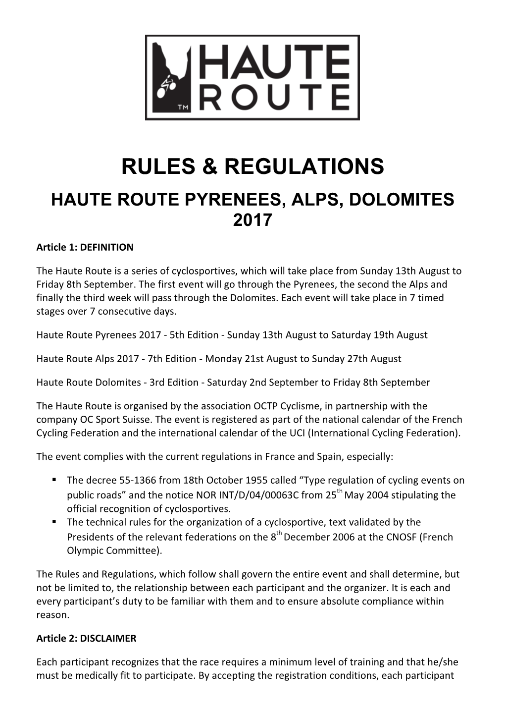 Rules & Regulations