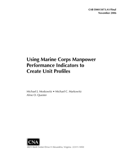 Using Marine Corps Manpower Performance Indicators to Create Unit Profiles