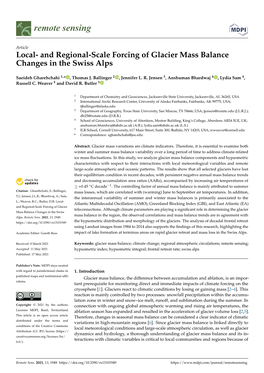 And Regional-Scale Forcing of Glacier Mass Balance Changes in the Swiss Alps